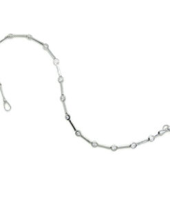 Pulsera oro blanco 18k mujer circonitas 2mm elegante 19 cm - Imagen 5