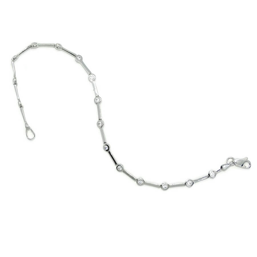 Pulsera oro blanco 18k mujer circonitas 2mm elegante 19 cm - Imagen 5