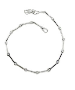 Pulsera oro blanco 18k mujer circonitas 2mm elegante 19 cm