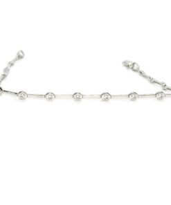 Pulsera oro blanco 18k mujer circonitas 2mm elegante 19 cm - Imagen 9