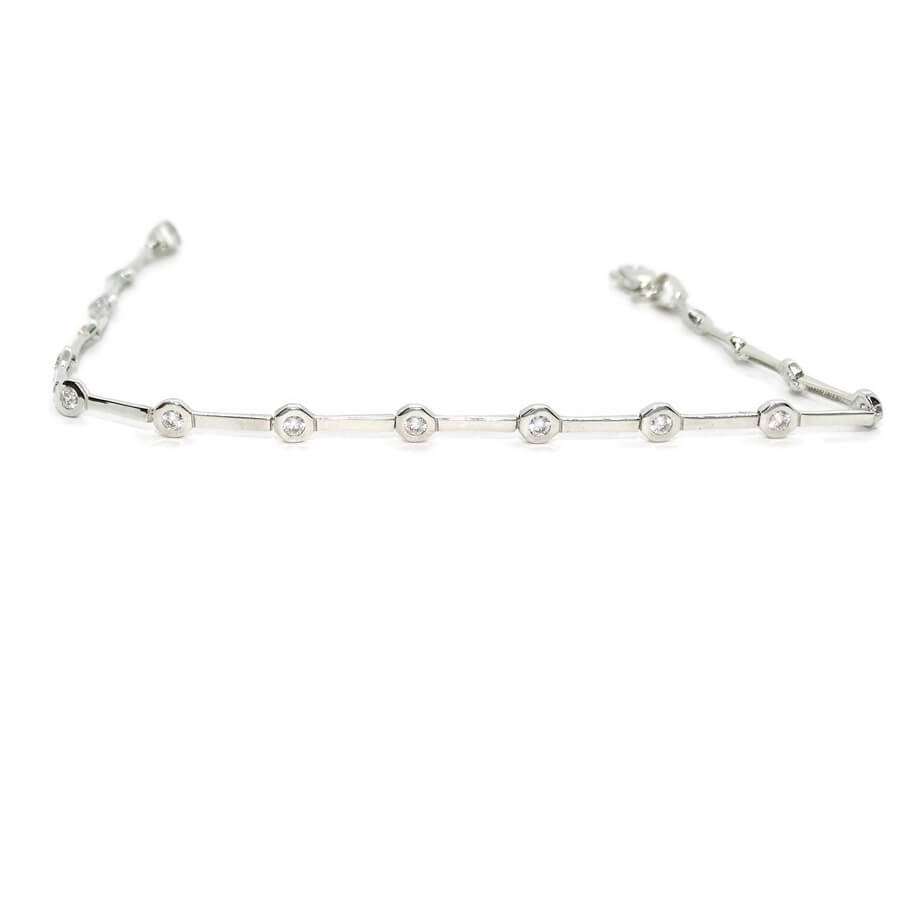 Pulsera oro blanco 18k mujer circonitas 2mm elegante 19 cm - Imagen 9