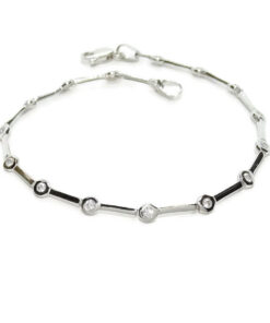 Pulsera oro blanco 18k mujer circonitas 2mm elegante 19 cm - Imagen 8