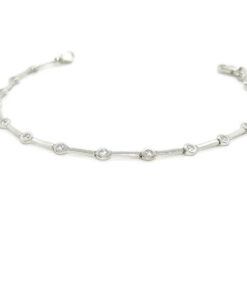 Pulsera oro blanco 18k mujer circonitas 2mm elegante 19 cm - Imagen 7