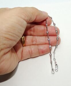Pulsera oro blanco 18k mujer circonitas 2mm elegante 19 cm - Imagen 3