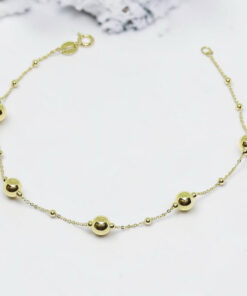 Pulsera Oro Amarillo 18k Mujer con Bolas y Cadena Picada – Elegante y Ligera - Imagen 5