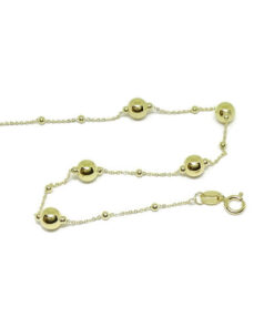 Pulsera Oro Amarillo 18k Mujer con Bolas y Cadena Picada – Elegante y Ligera - Imagen 4