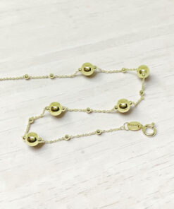 Pulsera Oro Amarillo 18k Mujer con Bolas y Cadena Picada – Elegante y Ligera - Imagen 6