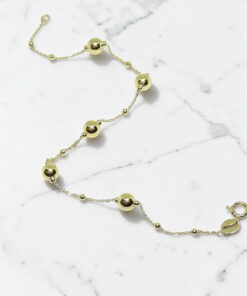 Pulsera Oro Amarillo 18k Mujer con Bolas y Cadena Picada – Elegante y Ligera - Imagen 3