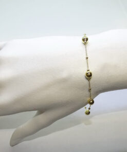 Alternative view of Pulsera Oro Amarillo 18k Mujer con Bolas y Cadena Picada – Elegante y Ligera
