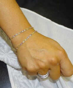 Alternative view of Pulsera de oro amarillo 18k con circonitas multicolor cierre seguridad mujer elegante