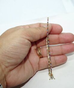 Pulsera de oro amarillo 18k con circonitas multicolor cierre seguridad mujer elegante - Imagen 3
