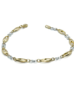 Pulsera oro 18k mujer bicolor infinito elegante eslabones ovalados 19 cm - Imagen 5