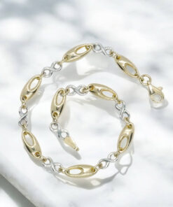 Pulsera oro 18k mujer bicolor infinito elegante eslabones ovalados 19 cm - Imagen 7