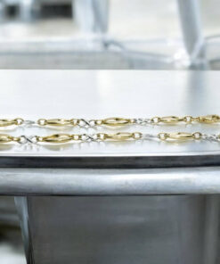 Pulsera oro 18k mujer bicolor infinito elegante eslabones ovalados 19 cm - Imagen 9