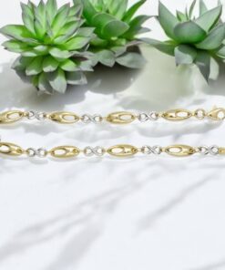 Pulsera oro 18k mujer bicolor infinito elegante eslabones ovalados 19 cm - Imagen 8