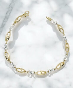 Pulsera oro 18k mujer bicolor infinito elegante eslabones ovalados 19 cm - Imagen 4