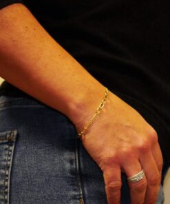 Alternative view of Pulsera de oro amarillo 18k doble cadena diseño original 19 cm regalo mujer elegante
