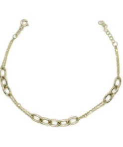 Pulsera de oro amarillo 18k doble cadena diseño original 19 cm regalo mujer elegante