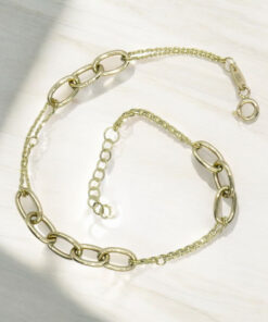 Pulsera de oro amarillo 18k doble cadena diseño original 19 cm regalo mujer elegante - Imagen 6