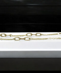 Pulsera de oro amarillo 18k doble cadena diseño original 19 cm regalo mujer elegante - Imagen 9