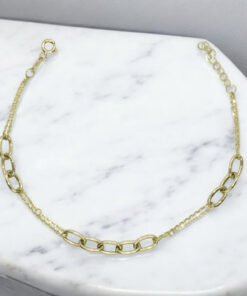 Pulsera de oro amarillo 18k doble cadena diseño original 19 cm regalo mujer elegante - Imagen 4