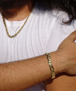 Pulsera Oro 18k Hombre 3x1 20,5 cm Cierre Mónaco Clásica Elegante - Imagen 8