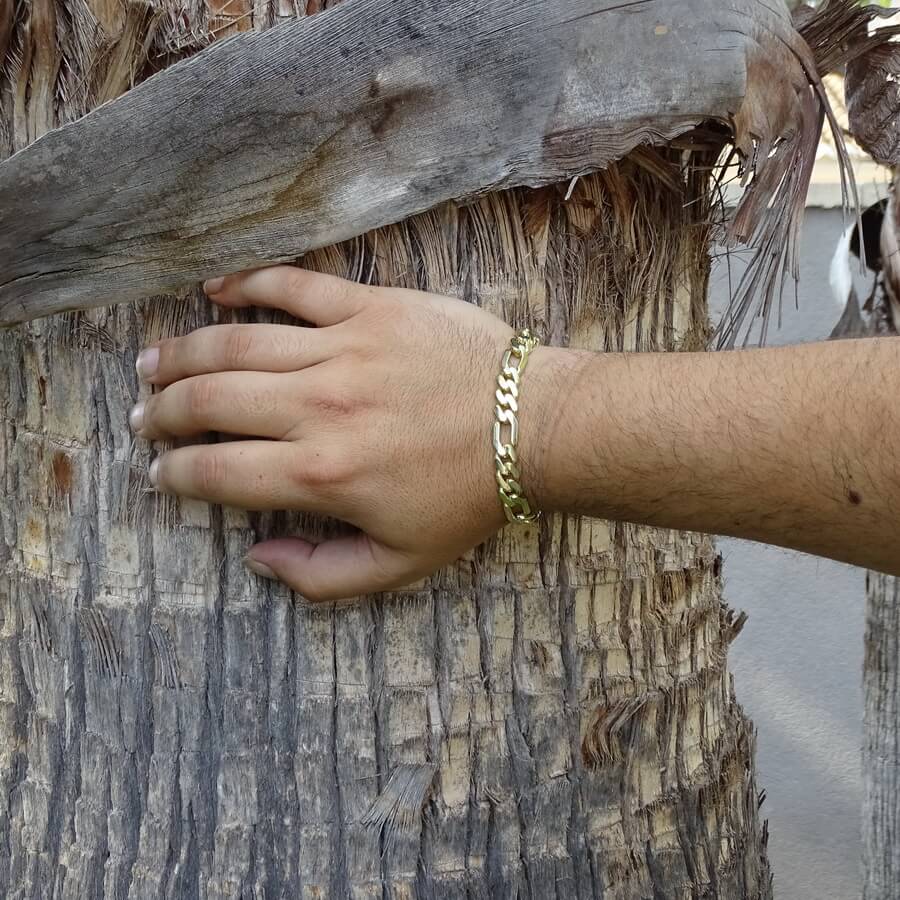 Pulsera Oro 18k Hombre 3x1 20,5 cm Cierre Mónaco Clásica Elegante - Imagen 6
