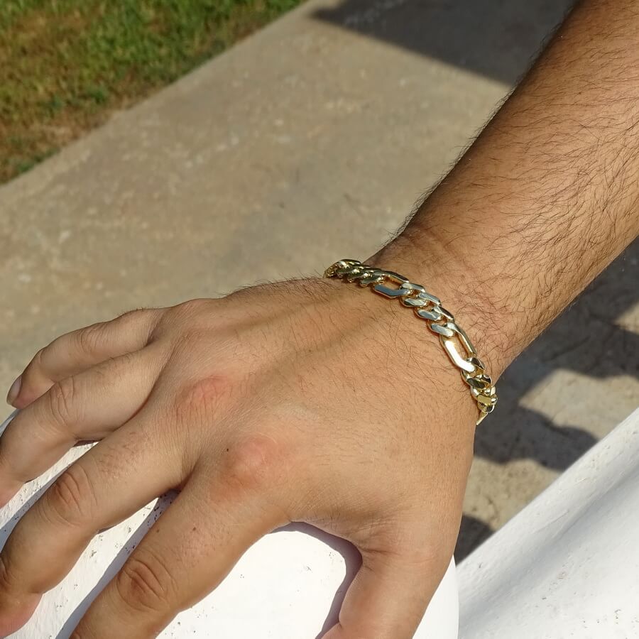 Pulsera Oro 18k Hombre 3x1 20,5 cm Cierre Mónaco Clásica Elegante - Imagen 3