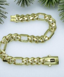 Pulsera Oro 18k Hombre 3x1 20,5 cm Cierre Mónaco Clásica Elegante - Imagen 4