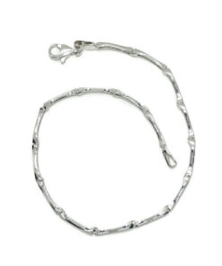 Pulsera oro blanco 18k mujer ondas semi rígida circonitas elegante 19 cm - Imagen 6