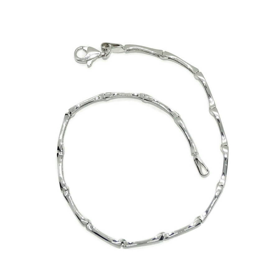 Pulsera oro blanco 18k mujer ondas semi rígida circonitas elegante 19 cm - Imagen 6