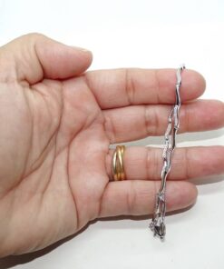 Pulsera oro blanco 18k mujer ondas semi rígida circonitas elegante 19 cm - Imagen 3