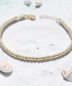 Pulsera de Oro Amarillo 18k para Mujer – Diseño de Bolas Brillo con Cierre Mosquetón – Joya Elegante para Todos los Días – 2.60gr - Imagen 4