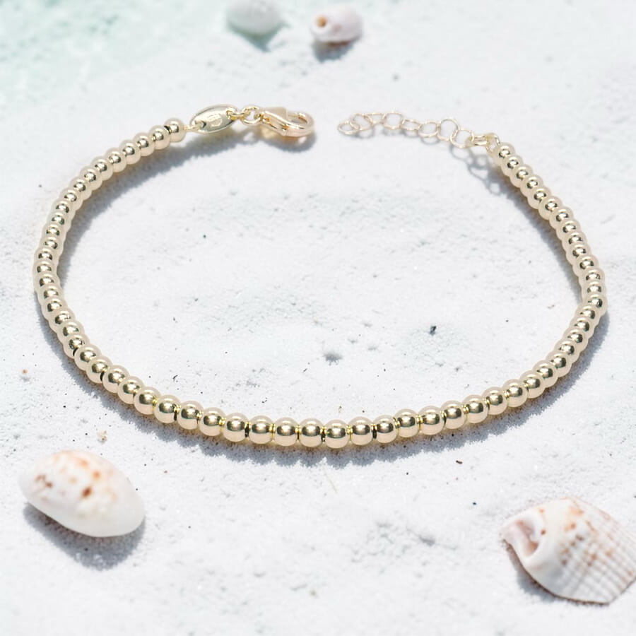 Pulsera de Oro Amarillo 18k para Mujer – Diseño de Bolas Brillo con Cierre Mosquetón – Joya Elegante para Todos los Días – 2.60gr - Imagen 4
