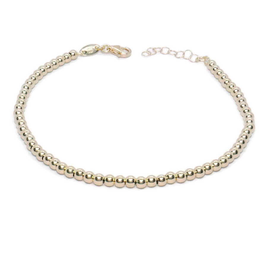 Pulsera de Oro Amarillo 18k para Mujer – Diseño de Bolas Brillo con Cierre Mosquetón – Joya Elegante para Todos los Días – 2.60gr