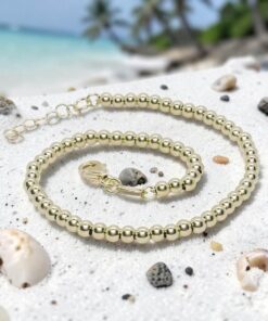 Pulsera de Oro Amarillo 18k para Mujer – Diseño de Bolas Brillo con Cierre Mosquetón – Joya Elegante para Todos los Días – 2.60gr - Imagen 7