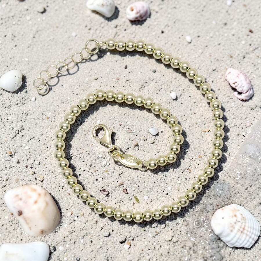 Pulsera de Oro Amarillo 18k para Mujer – Diseño de Bolas Brillo con Cierre Mosquetón – Joya Elegante para Todos los Días – 2.60gr - Imagen 8