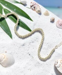 Pulsera de Oro Amarillo 18k para Mujer – Diseño de Bolas Brillo con Cierre Mosquetón – Joya Elegante para Todos los Días – 2.60gr - Imagen 9