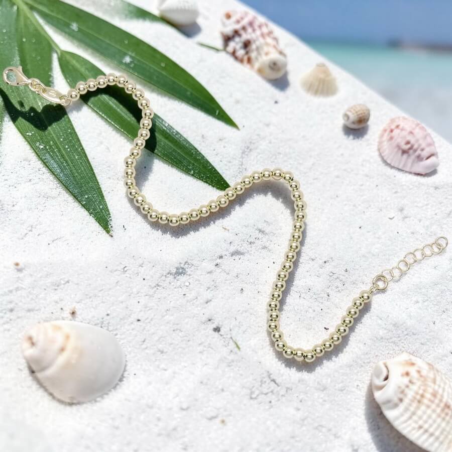 Pulsera de Oro Amarillo 18k para Mujer – Diseño de Bolas Brillo con Cierre Mosquetón – Joya Elegante para Todos los Días – 2.60gr - Imagen 9