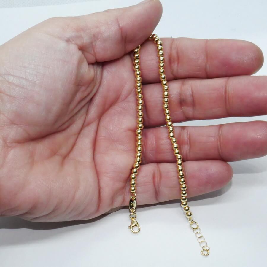 Pulsera de Oro Amarillo 18k para Mujer – Diseño de Bolas Brillo con Cierre Mosquetón – Joya Elegante para Todos los Días – 2.60gr - Imagen 3