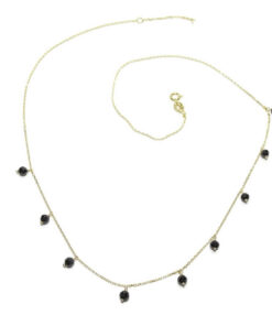 Collar de Oro 18k y Espinela Negra para Mujer – Cadena Ajustable 45 cm – Regalo Elegante con Estilo y Personalidad - Imagen 4