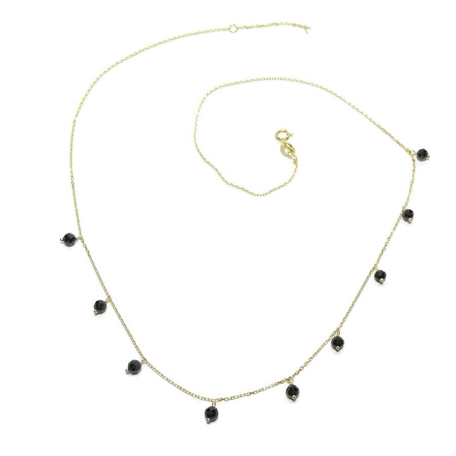 Collar de Oro 18k y Espinela Negra para Mujer – Cadena Ajustable 45 cm – Regalo Elegante con Estilo y Personalidad - Imagen 4