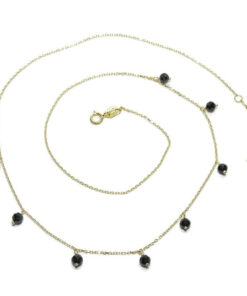 Collar de Oro 18k y Espinela Negra para Mujer – Cadena Ajustable 45 cm – Regalo Elegante con Estilo y Personalidad