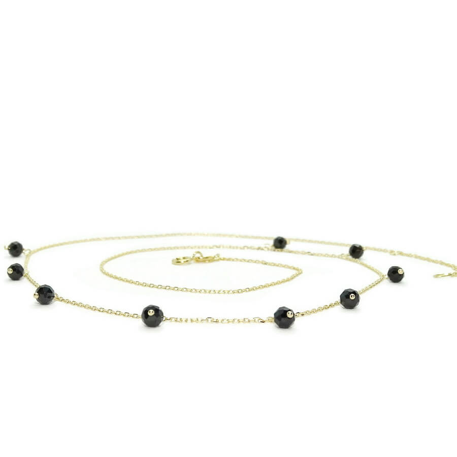Collar de Oro 18k y Espinela Negra para Mujer – Cadena Ajustable 45 cm – Regalo Elegante con Estilo y Personalidad - Imagen 7