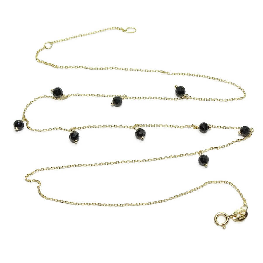 Collar de Oro 18k y Espinela Negra para Mujer – Cadena Ajustable 45 cm – Regalo Elegante con Estilo y Personalidad - Imagen 6