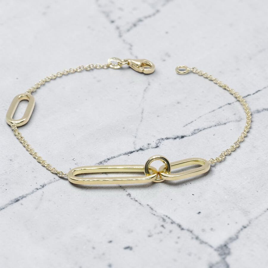 Pulsera de Oro Amarillo 18k para Mujer – Cadena Rolo con Óvalos Contemporáneos – Joya Fina para Todos los Días – 2.90gr - Imagen 8