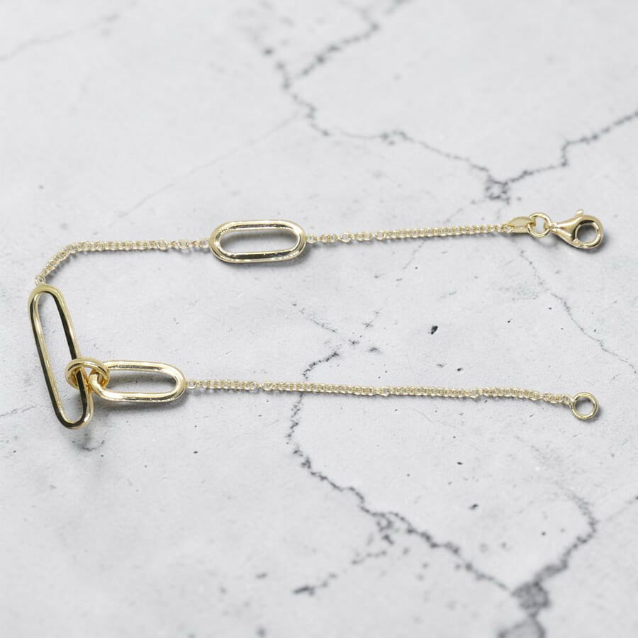 Pulsera de Oro Amarillo 18k para Mujer – Cadena Rolo con Óvalos Contemporáneos – Joya Fina para Todos los Días – 2.90gr - Imagen 9