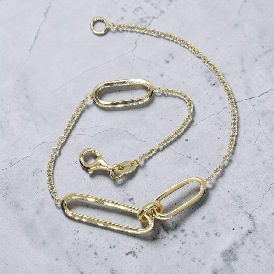Pulsera de Oro Amarillo 18k para Mujer – Cadena Rolo con Óvalos Contemporáneos – Joya Fina para Todos los Días – 2.90gr - Imagen 7