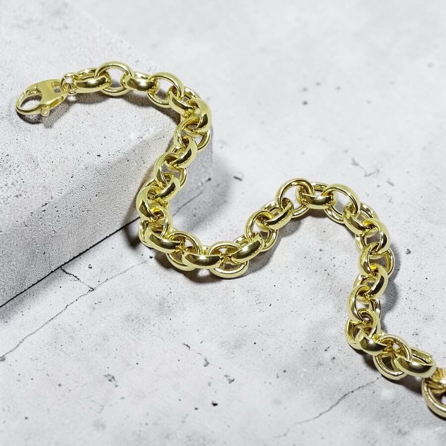 Pulsera Rolo Oro 18k Hombre y Mujer 21 cm | Cadena 7 mm Elegante - Imagen 3