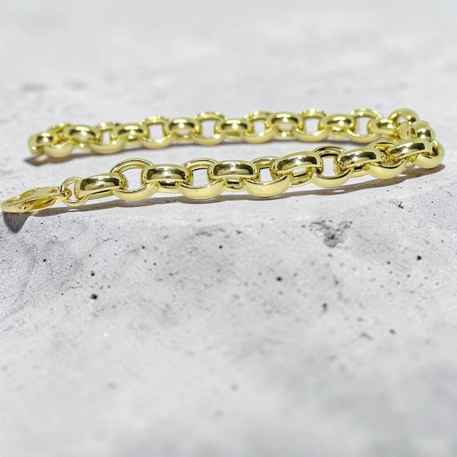 Pulsera Rolo Oro 18k Hombre y Mujer 21 cm | Cadena 7 mm Elegante - Imagen 4